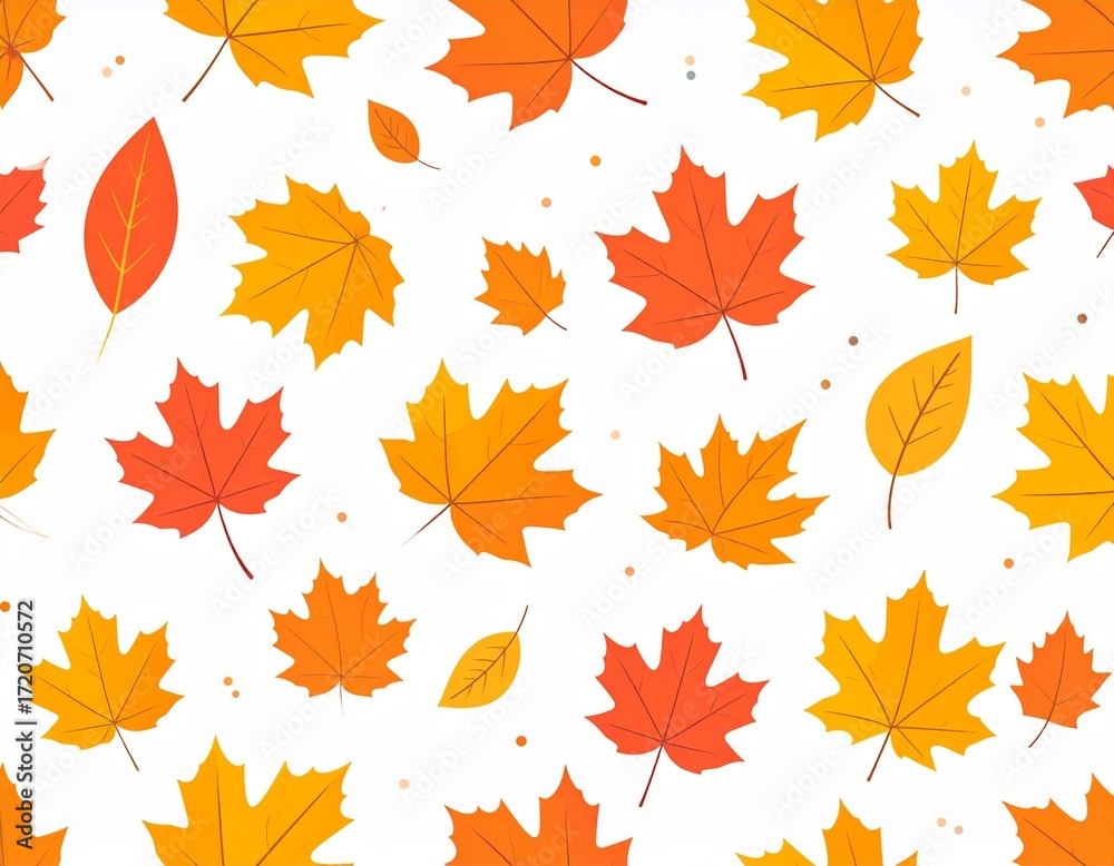 Fototapeta premium Autumn seamless pattern with leaves flat design