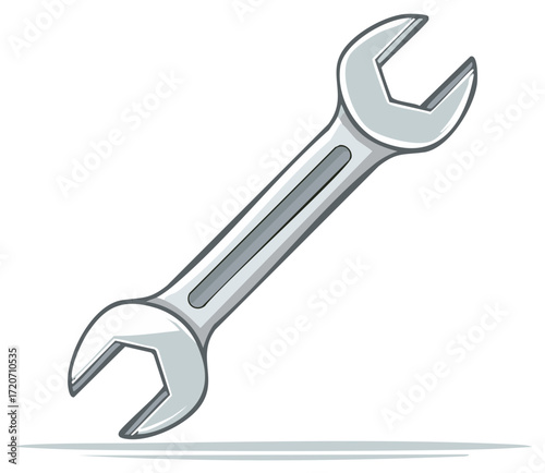 Silver combination wrench tool for mechanical repairs and construction