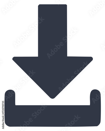 Simple Dark Blue Download Icon Representing Data Transfer and Cloud Storage