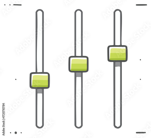Hand Drawn Vertical Sliders with Green Adjustment Knobs