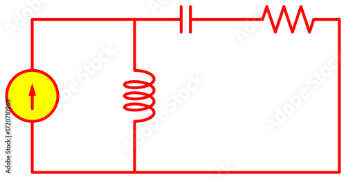 RLC Circuit Diagram with Current Source, Inductor, Capacitor, and Resistor