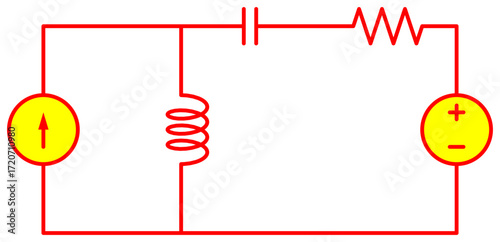 Educational Electrical Circuit with Resistor, Inductor, Capacitor, and Sources