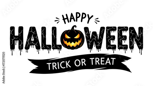 Spooky Halloween Message: Spooky Halloween Message on a classic, celebrating with a grinning pumpkin.