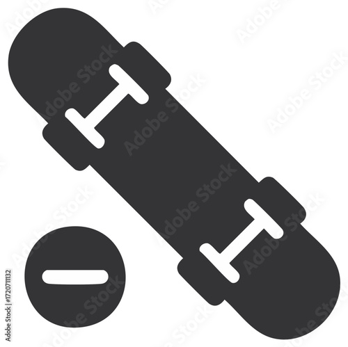 Skateboard Icon with Brake Sign - Urban Street Style Vector Graphic for Skateboarding