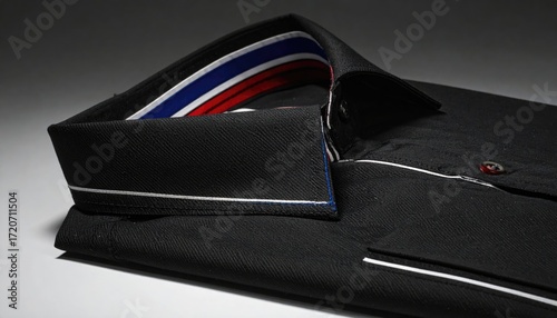 Black shirt with colorful collar trim