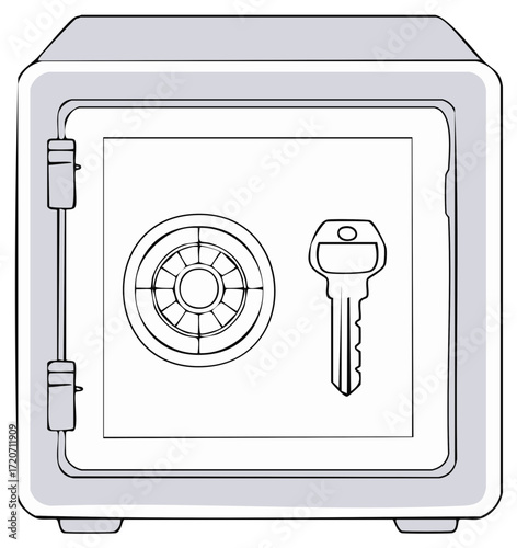 Secure vault with combination lock and key symbolizing protection of valuables