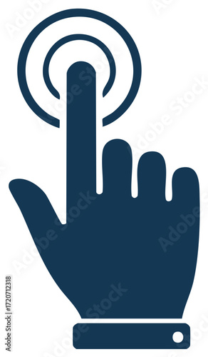 Hand touching or selecting button. Click or tap concept graphic