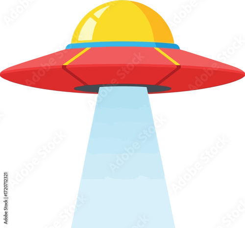 Cartoon ufo spaceship with beam vector illustration design