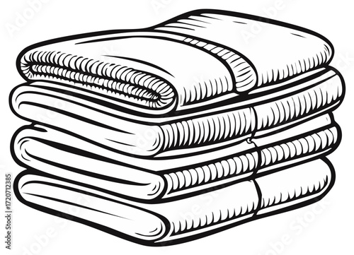 Stack of folded towels creating an engraved look and offering a sense of calm cleanliness