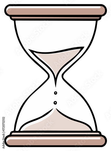 Simple vector illustration of a classic hourglass with flowing sand symbolizing time passing and deadlines