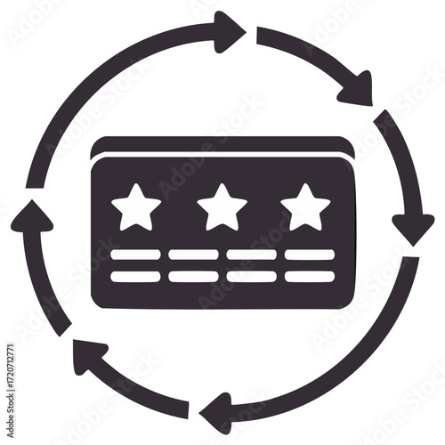 Loyalty program reward card with circling arrows business graphic