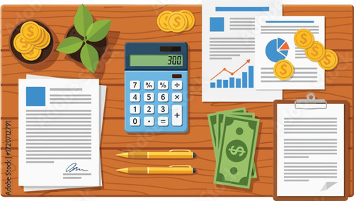 Financial planning and budgeting vector illustration concept