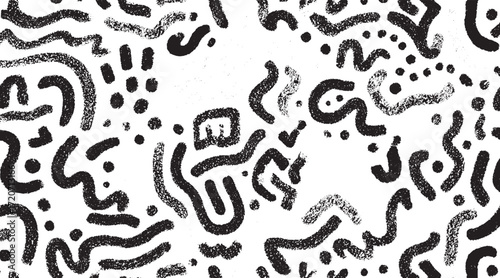 Abstract seamless chaotic pattern with line hearts. Monochrome background   multicolored cute seamless patterns