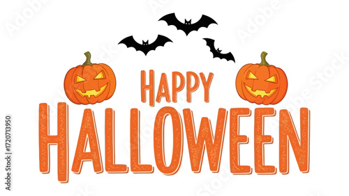 Happy Halloween : Halloween-themed illustrations, including pumpkins, bats, and typography, capturing the spirit of the season, ideal for festive and celebratory designs.