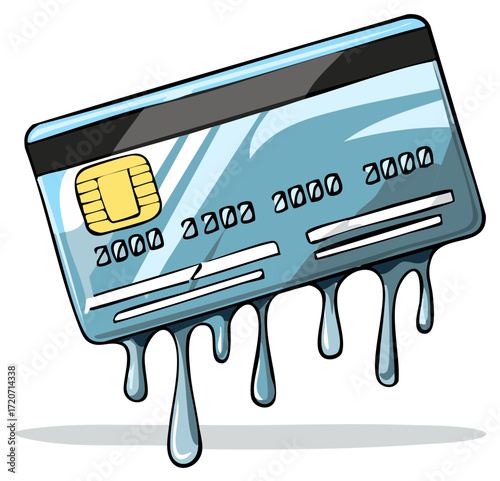 Melting Credit Card Illustration Depicting Financial Crisis and Economic Instability