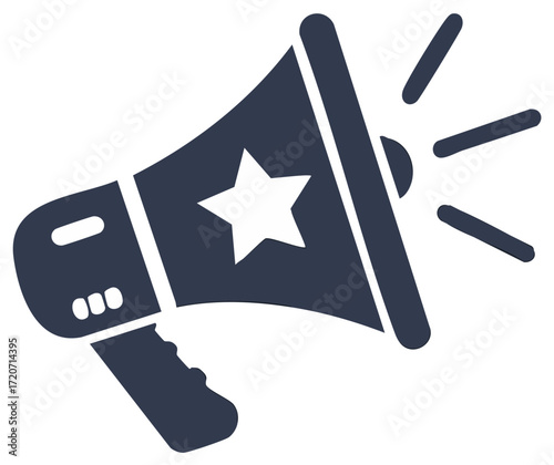 Megaphone icon with a star for important announcements marketing and public alerts
