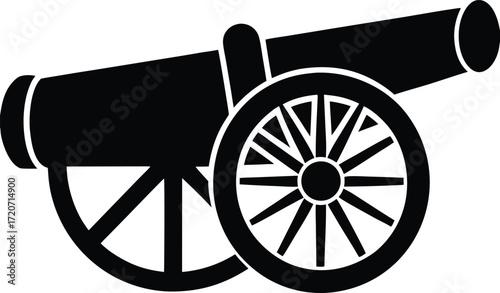 Circus cannon silhouette vector art illustration