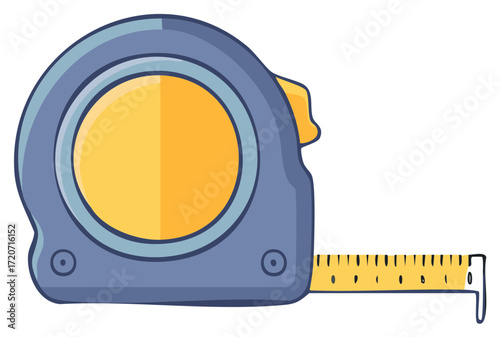 Cartoon Blue Tape Measure Icon Measuring Tool Equipment Graphic Design