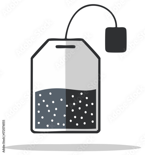 Minimalist teabag illustration for hot beverage preparation brewing infusion concept art