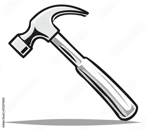 Cartoon Illustration of a Claw Hammer, Tool, Hardware, Home Improvement