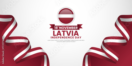 Latvia independence day banner background 18 November design element with waving ribbon flag