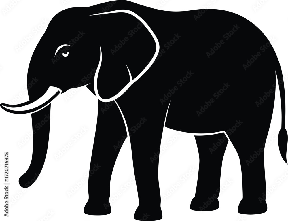 Fototapeta premium Elephant silhouette vector art illustration