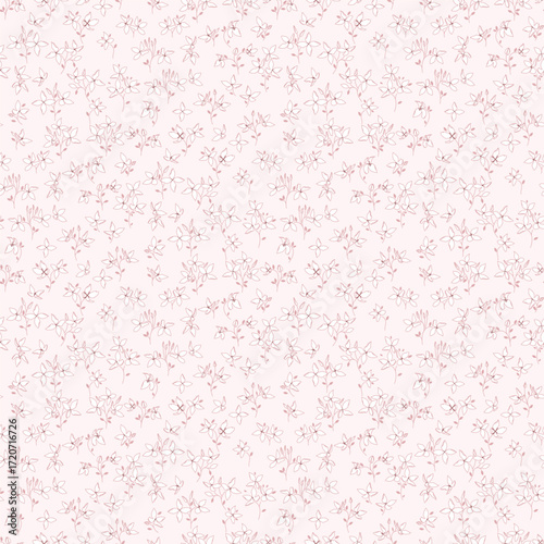 Ditsy floral seamless pattern. Small little flower pattern background. Repeat pattern. Ditsy print. Liberty style. Botanic surface design. Ditsy floral for fashion, texture, fabric, wrapping, decor