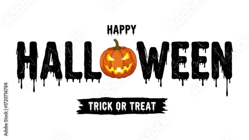 Spooky Halloween Greeting: A vibrant, eye-catching graphic with a carved pumpkin centerpiece, conveying the festive spirit of Halloween, with dripping text and bold colors that set a chilling.