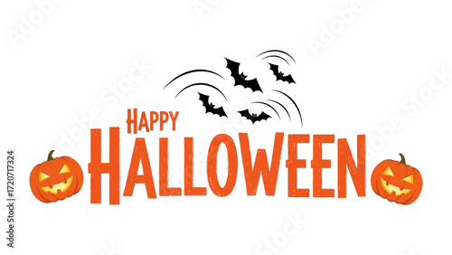 Happy Halloween Illustration: A cheerful Happy Halloween greeting is styled with spooky graphic elements for a playful and festive season.