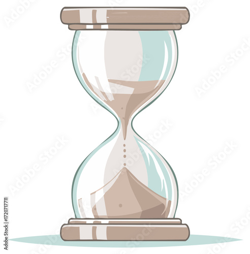 Hourglass Illustration Symbolizing Time Passing with Sand Flowing and Vintage Design