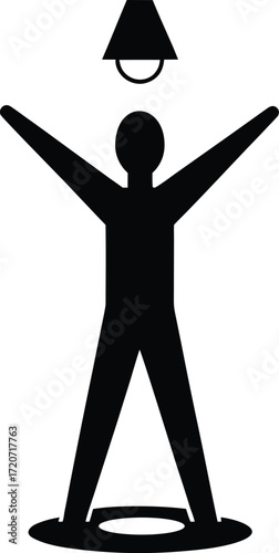 LED light performer silhouette vector art illustration