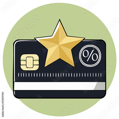 VIP Rewards Credit Card Illustration for Banking and Finance Concepts
