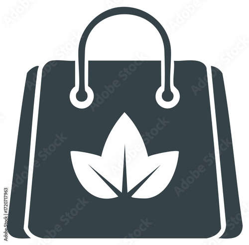 Eco-friendly shopping bag icon with leaf for sustainable retail and natural products