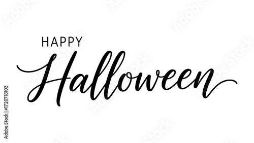 Happy Halloween script: A sophisticated and elegant calligraphy-style greeting is inscribed, set against an uncluttered setting, conveying a sense of autumnal enchantment.