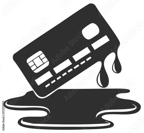 Melting Credit Card Financial Crisis Debt Problem Overspending Illustration