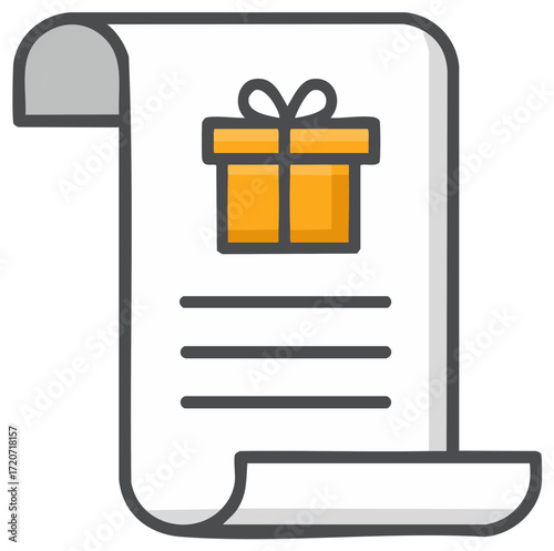 A list of gifts or presents shown on a scroll document with text lines