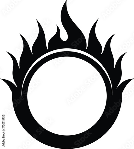 Ring of Fire Silhouette Vector Art Illustration