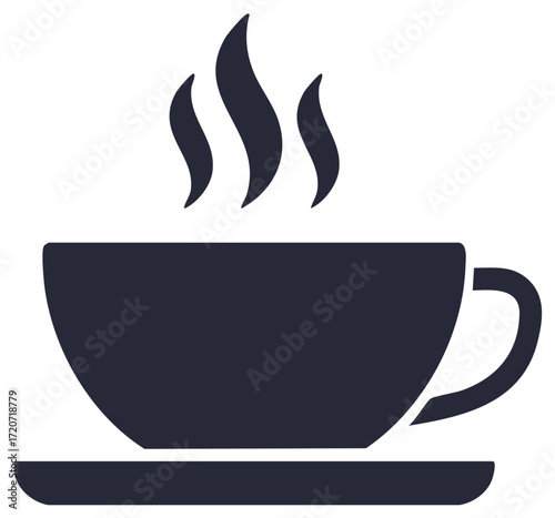 Steaming hot beverage in a cup, minimalist design, simple illustration