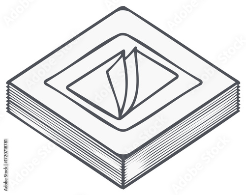Isometric notepad illustration with two pages flipped design concept and business graphic