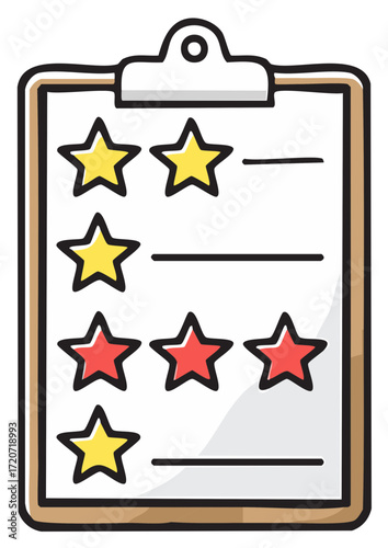 Clipboard with ratings and stars concept illustration