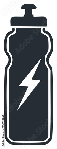 Fitness bottle with lightning bolt icon symbolizing energy and active lifestyle