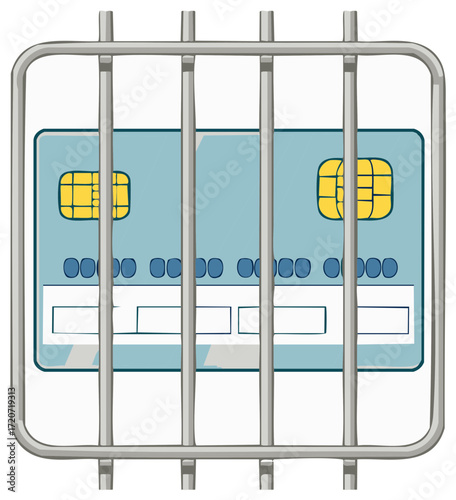 Credit Card Behind Bars Illustration Concept of Spending Restrictions and Financial Control