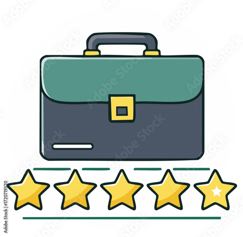 Briefcase and Five Star Rating Illustration