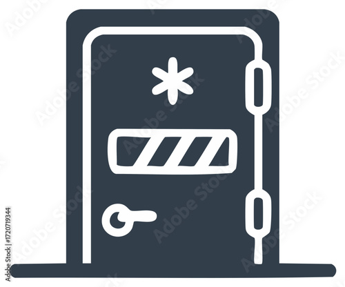 Illustration of a vault door with handle and combination panel vector