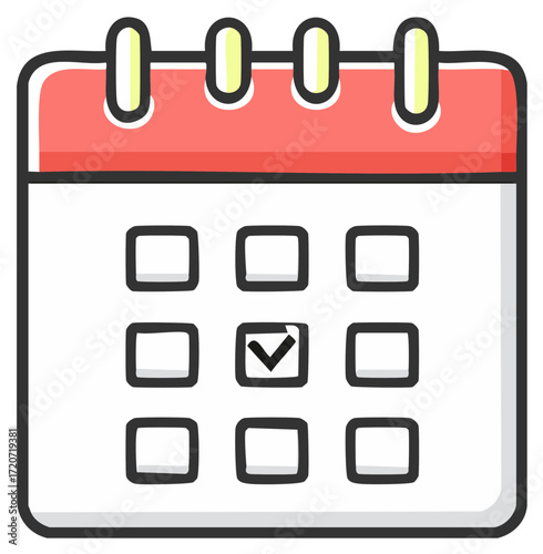 Cartoon Calendar Icon Marked Date Red Top Planning Schedule Reminder Tasks Appointment Date
