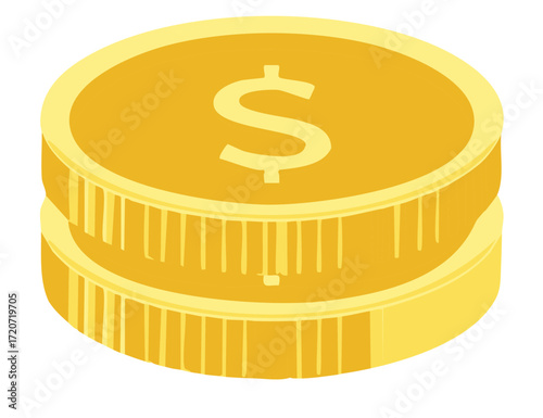 Pile of Golden Coins with Dollar Sign, Financial Concept