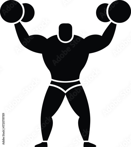Strongman Performer Silhouette Vector Art Illustration