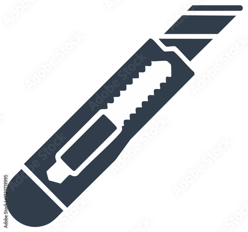 Box Cutter Knife Graphic Icon Utility Cutter Silhouette Isolated Flat Design