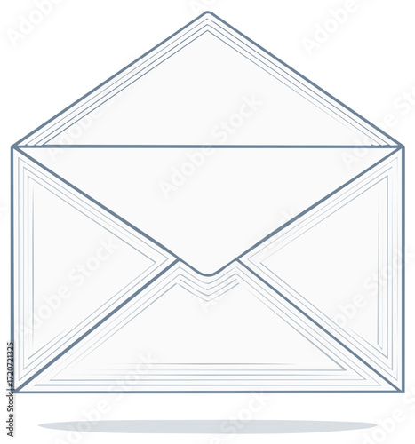 Stylized open envelope with flap up, a clean minimalist line art illustration