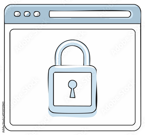 Web browser window with a secure padlock symbol, data privacy and protection concept